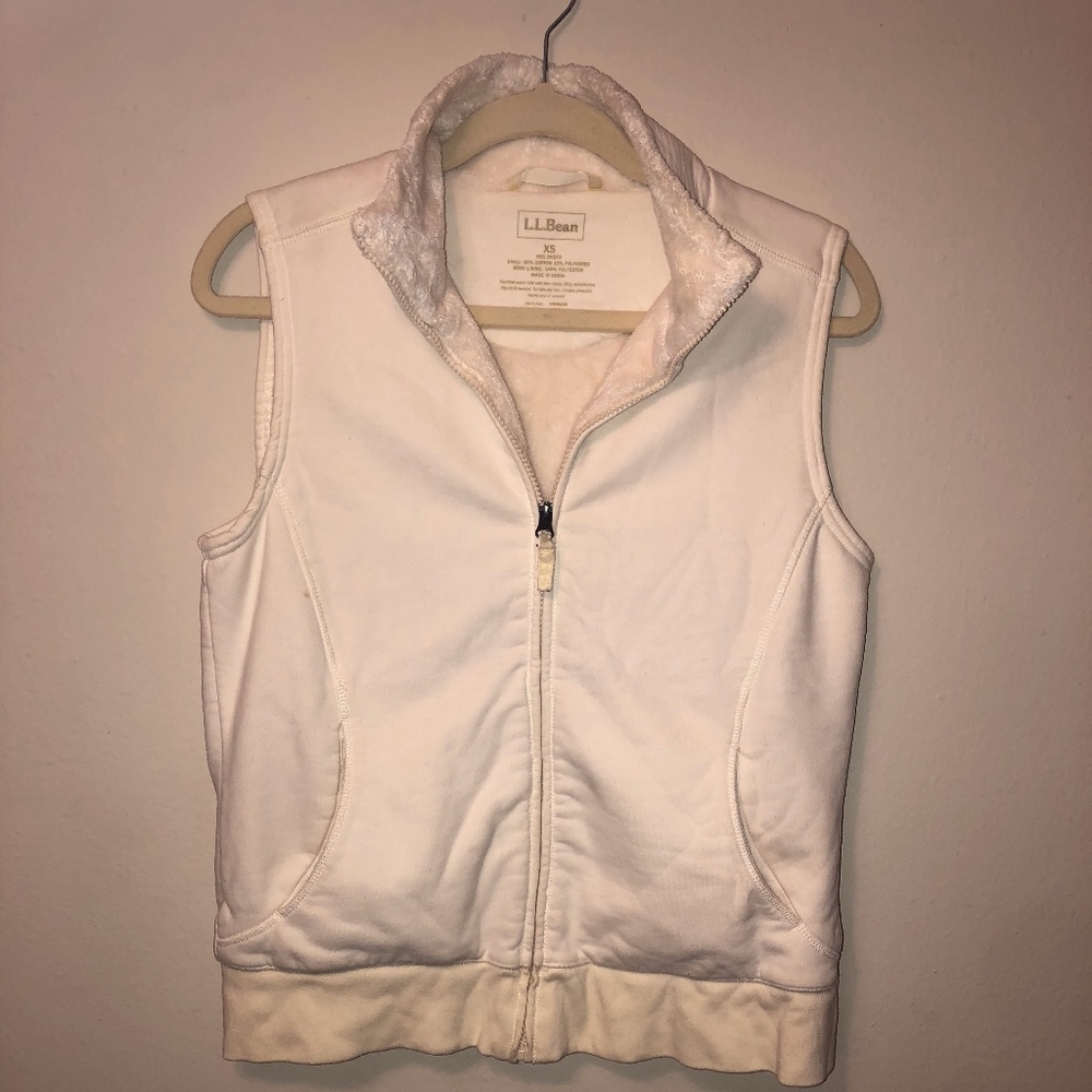 L.L. BEAN Off-White Zip Up Vest (XS)